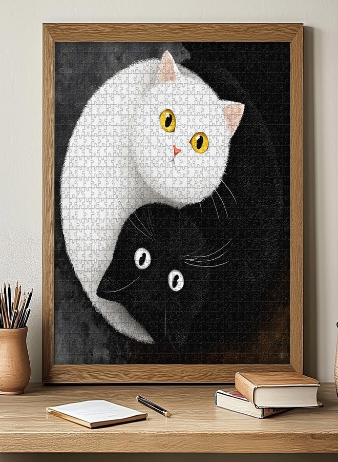 PICKFORU Cat Puzzles for Adults 1000 Pieces, PICKFORU Cute Kitten Puzzle in Circle, Difficult Funny Animal Art Theme as Home Decor - Image 3
